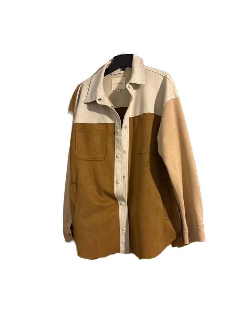 Thread & Supply Suede Colorblock Button Up Shirt Jacket